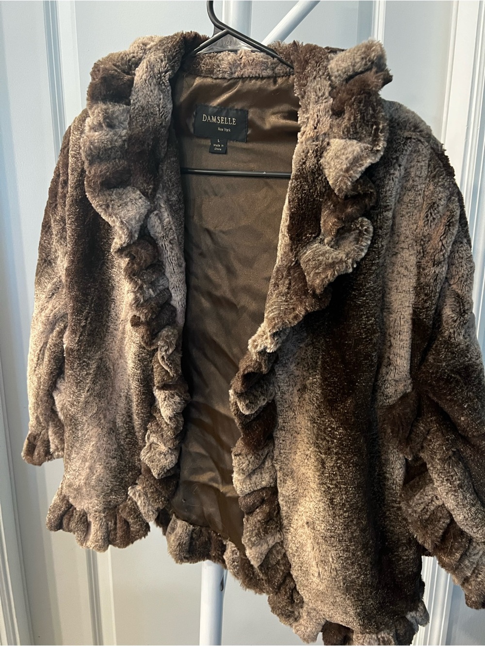 Brown Faux Fur Ruffle Jacket - Picture 2 of 7